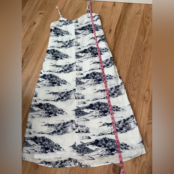 LIKE NEW 100% Linen Reformation Gisele Midi Dress Covina White Blue Size Small - Picture 10 of 13